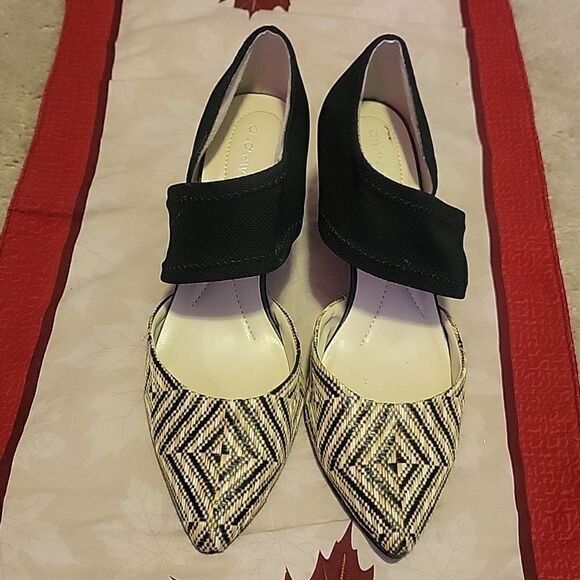 Andrew Geller Size 6.5 heels with black and tan woven toes - Picture 1 of 5